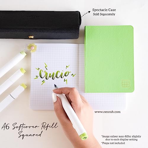 Image of NEORAH -A6 Checked Notebook (Square Ruling) SOFT COVEROrganiser REFILL | 110 GSM | 160 pages (Size 14.8 cm x 10.5 cm) Planner Journaling Writing Note Taking Diary,Travellers Journal - Light Green