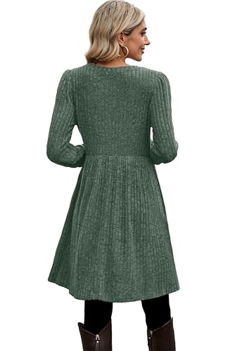 OFEEFAN Fall Dresses for Women 2025 Crew Neck Long Sleeve Knit Sweater Dress4