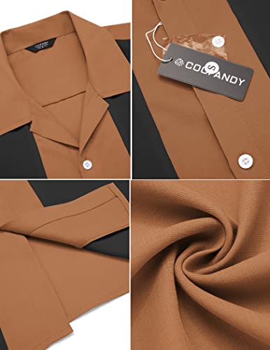 Image of COOFANDY Men's Vintage Bowling Shirt Short Sleeve Button Down Summer Cuba Beach Shirts
