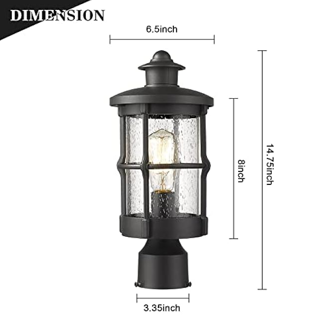 Outdoor Post Lights Exterior Post Sconce Black Finish Seeded Glass