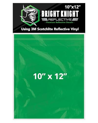 Image of Bright Knight Decals Light Green 3M Reflective Tape - 10x12 Flat Sheet Vinyl Motorcycle Helmet Stickers, Waterproof Safety Vinyl Wrap, Reflective Stickers for Helmet, Hard Hats, Cars, Bikes & Rims