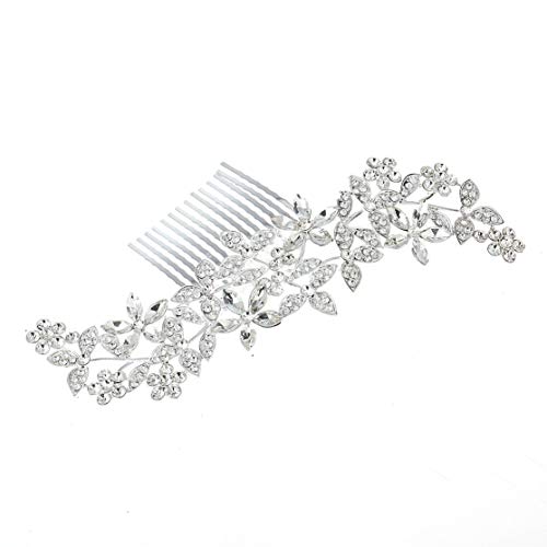 LouiseEvel215 Joyas para el Cabello de Cristal Encantadora Boda Peine del Pelo para Las Mujeres Hechas a Mano de Flores Novia Tocado Universal Accesorios para el Cabello