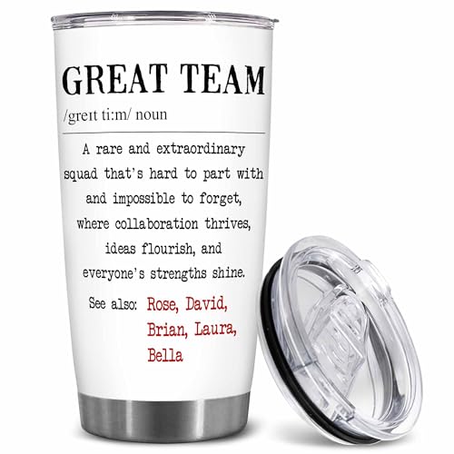 BECHUSKY Personalized Great Team Tumbler - Inspirational Team Gifts For Employees - Funny Great Teams Definition Tumbler For Coworker With Custom Name V02 - Christmas, Birthday Gift Idea To Women, Men