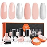 Modelones Nail Polish Set with 42 Pcs Remover Pad and Base and Top Coat, 3 Colors Nude Nail Polish Kit Glitter Finger Bulk Manicure Diy Nail Art Salon Home