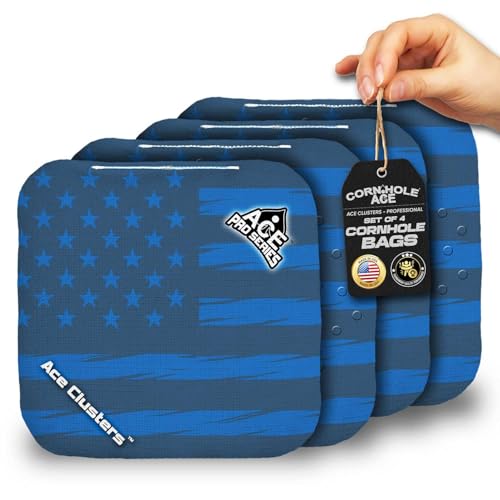 CornholeAce Ace Clusters | Dark Blue USA Flag (Set of 4 Bags) | ACE Pro Stamped | Professional Cornhole Bags | Cluster Pad Technology | Dual Sided Slick Stick All Weather by CornholeAce - Used condition - US$35.63