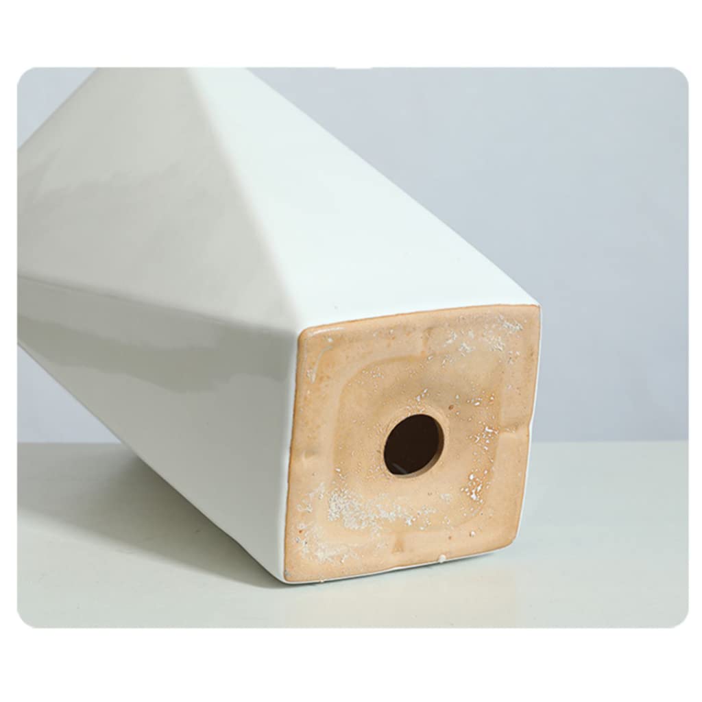 Vasi da Giardino Vasi da Fiori a Geometria Moderna, vasi per Piante in Ceramica per Interni ed Esterni con Fori di drenaggio per Decorazioni per la casa e L'Ufficio, Bianco