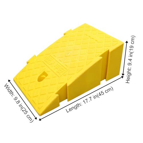 Rampas para bordillo, superficie antideslizante, rampa de goma para mármol, piso de madera, piso de concreto, fácil subida y bajada (Amarillo, 9.4x18x10 in) miniatura 3