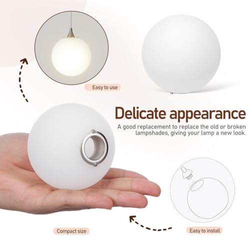 Image of Kichvoe Globe Lampshade Replacement 3.1 Inch Acrylic White Lamp Shade for Wall and Post Light Fixtures Compatible with G9 Socket
