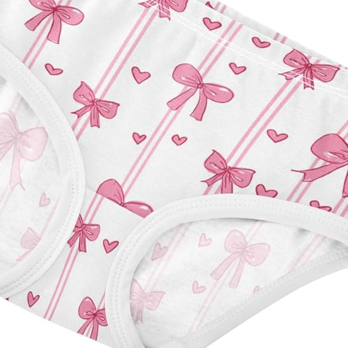 Wusikd Pink Bows Hearts (3) Girls' Underwear Cotton Girls Briefs Soft Toddler Underwear 2T4