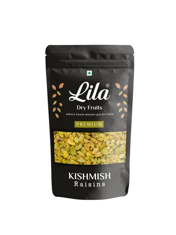 Image of LILA DRY FRUITS Golden Raisin 200 gms | Premium Seedless Green Kishmish | Nutritious Dried Grapes Rich in Iron & Vitamin B | Ideal for Snacking, Baking, Cooking | Perfect for Gifting
