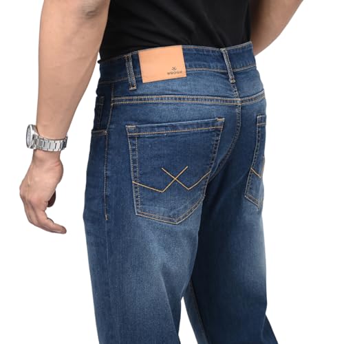 Image of WROGN Men's Stretch Denim Jeans | Straight Fit | Casual Style | Mid Rise