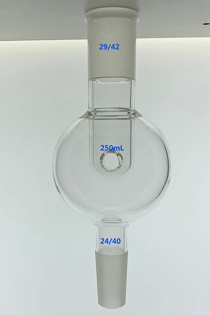 DONLAB CKK-0254 Glass 250ml Rotary Evaporator Bump Trap Anti Climb with 29/42 Top, 19/22 Standard Taper Lower Joint