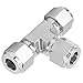 Baxnore 316 Stainless Steel Compression Ferrule Tee Connector High Pressure Double Ferrule Fitting for Industrial Oil Gas Piping Systems 3mm to 25mm Pipe Diameter (F10)