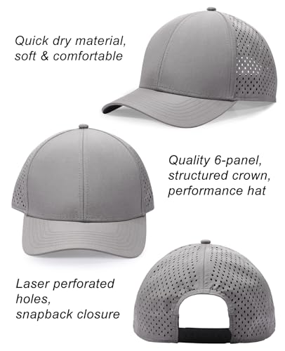Image of Oversize XL XXL Quick Dry Baseball Cap, Large Performance Snapback Hats, Laser Cut Mesh Ball Cap for Men Big Heads 23.5 inch-26 inch