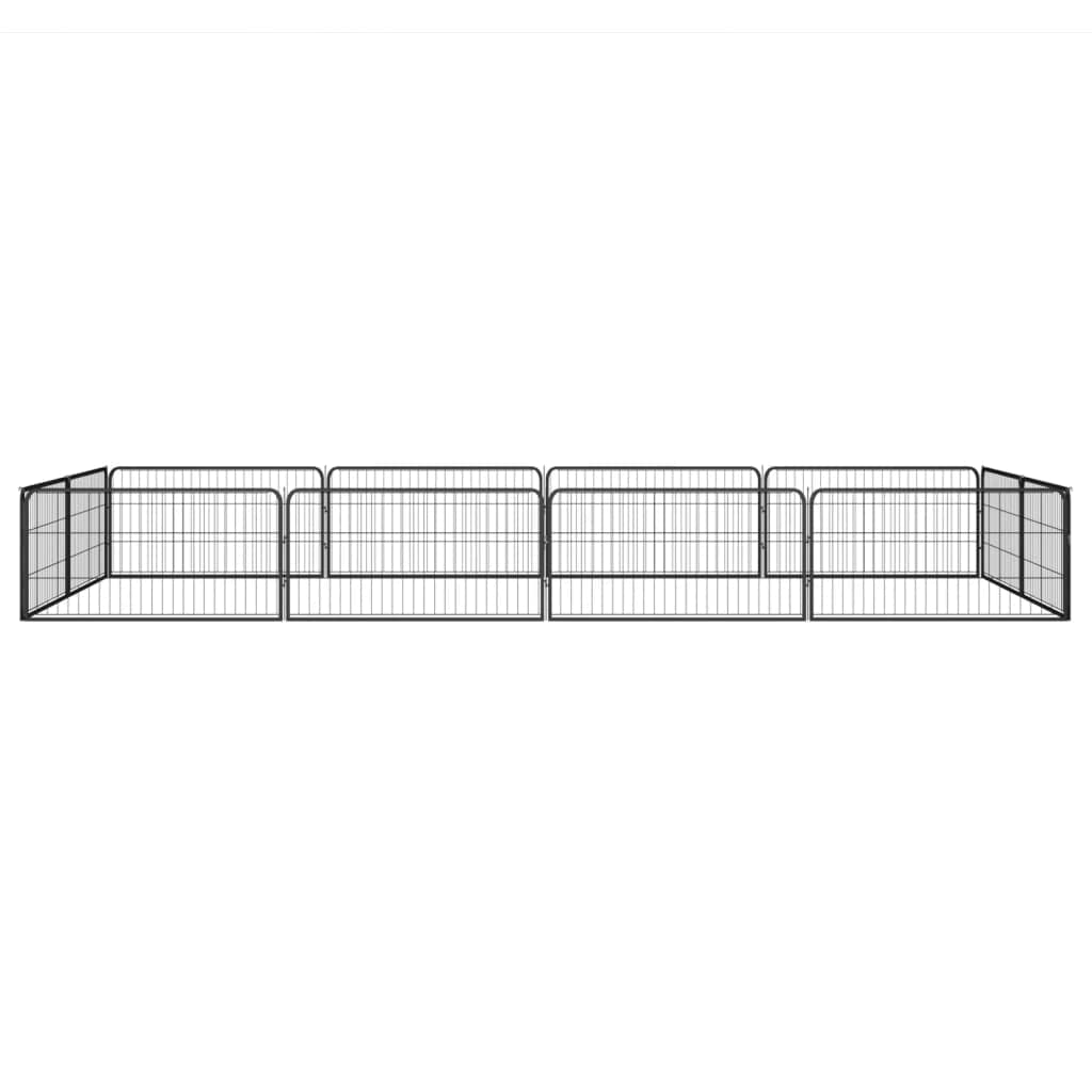 CHARMMA Dog Playpen Black Powder-Coated Steel Large Height-Adjustable,Dog Kennels & Runs-3115968