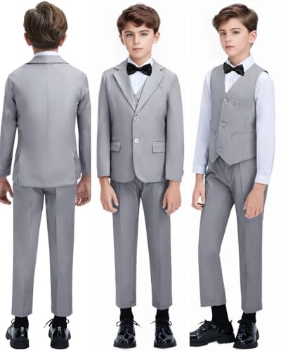 Image of Boys Suit for Kids Formal Slim Fit Tuxedo Suits Ring Bearer Outfit