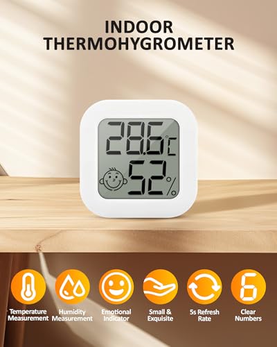 RUIZHI Mini Thermometer LCD Digital - Innen Thermometer & Hygrometer, Thermo-Hygrometer, Luftfeuchtigkeit Meter für Babyzimmer Wohnzimmer Büro Gewächshaus, Weinkeller, 3 Stück