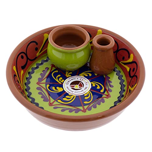 CERÁMICA ESPAÑA | Cuencos | Bol | Bowl | Cuencos de aperitivo | Cuencos cocina | Aceitunero cerámica decorado - Modelo M04 | 100% Decorado a mano | 16x16x5.5 cm
