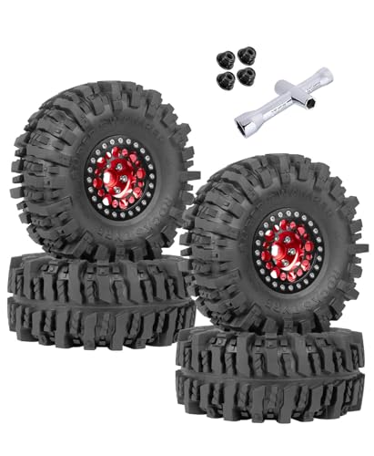 ARRCat RC 1.9 Beadlock Wheels and Tires for 1/10 SCX10 SCX10 II 90046 SCX10 III AXI03007 SCX10 Pro...