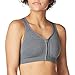 Jockey Women's Bras Zip Front Sports Bra, Grey, XL