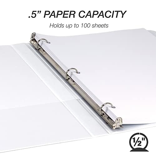 image for Samsill 0.5 Inch 3 Ring Binders, Made in USA, Economy Round Ring, Clea