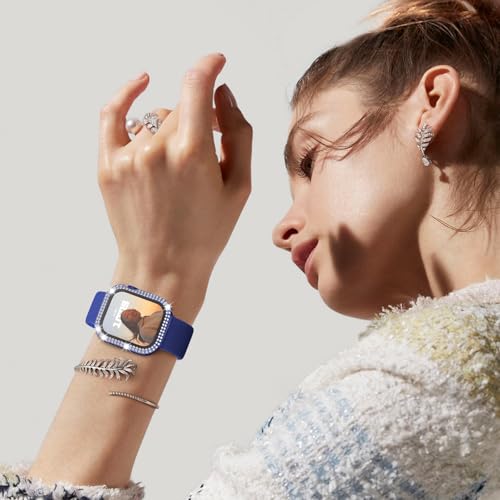 Image of Adorique 3-in-1 Compatible for Apple Watch Band 40mm 41mm 42mm 44mm 45mm 46mm, Soft Silicone Sport Strap for iWatch Series SE 10 9 8 7 6 5 4 3