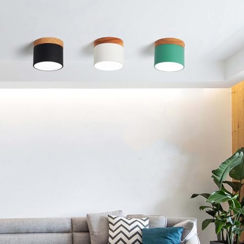 Plafonnier LED dimmable rose 7W aspect bois pour décoration moderne - 4