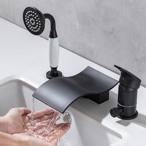 Mitigeur de bain cascade noir fini les éclaboussures sur pont
