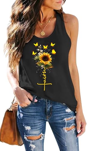 Débardeur tournesol coupe ample sans manches pour femme active