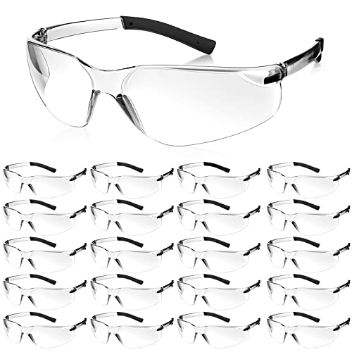 Queekay 20 Pcs Safety Glasses for Men and Women Anti-fog Proof Eye Goggles Scratch Impact and UV Protection for Lab Science(Transparent)
