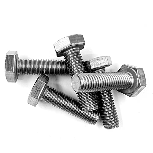 Image of M10 Hex Bolt, M10-1.5 x 35mm Hex Head Screw Bolts, 304 Stainless Steel, Fully Threaded, Plain Finish, Hex Tap Bolts 5Pcs (M10x35mm)