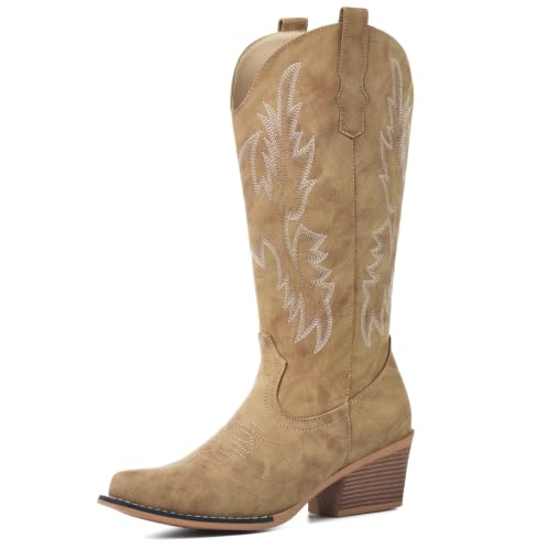 Image of Cowboy Boots for Women, Pointed Toe Chunky Heel | All-day walking comfort design, versatile for daily outfits, country music festivals and western style occasions