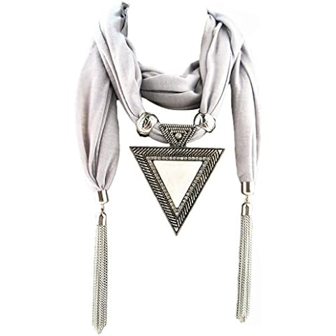 Dabixx Moda Mujer Bohemia étnica joyería Borla Gota de Agua Colgante Bufanda Collar - Gris Cover