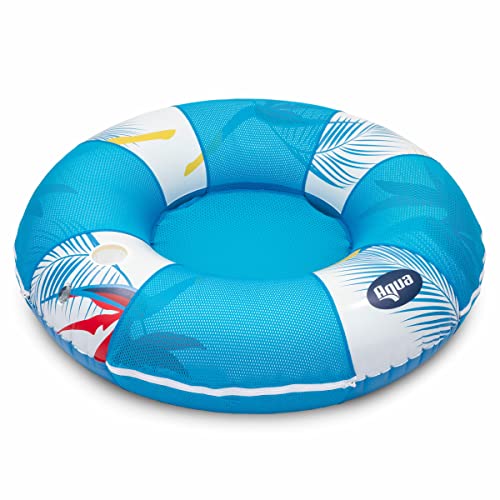 New Aqua 40” Birds of Paradise Pool Hammock Float Tube with Mesh Center and Cup Holder – Floating Tube for Adults & Kids