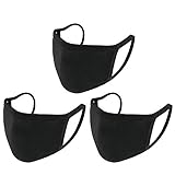 UNIME Anti-Dust Mouth Mask Cotton Mouth Mask,Unisex Black Face Mask Reusable Fashion Mask Anime Face Mask Washable Mask Reusable Mask for Cycling Camping Travel for Men Women,Pack of 3
