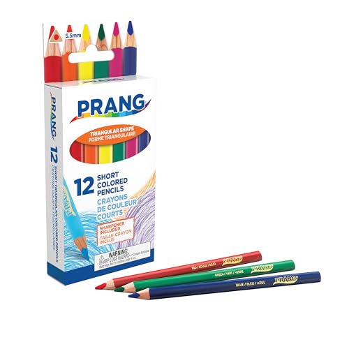 Prang Easy to Hold Short Triangular Colored Pencils 12 colors 12 Count (1 Pack) 5.5 Core