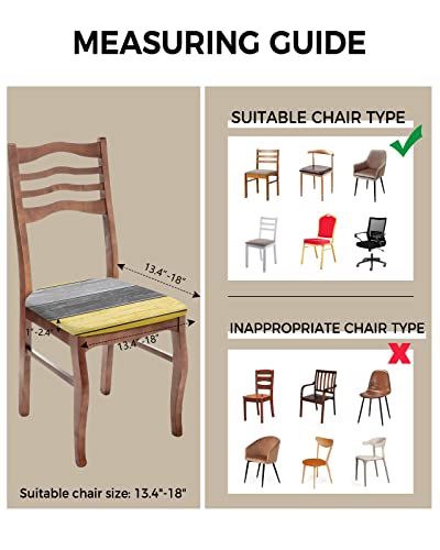 Vograud Seat Covers For Dining Room Chairs, Rustic Barn Wood Yellow Brown Fitted Stretch Jacquard Chair Seat Covers, Removable Washable Kitchen Dining Chair Slipcovers Protector Set #TOP2