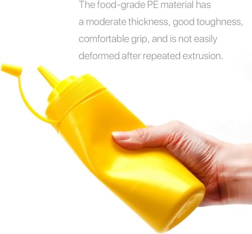 زجاجات تتبيل الطعام قابلة للضغط (1000 مل لكل منهما)، زجاجات صلصات مع أغطية ملفوفة، موزع زيت بلاستيكي مانع للتسرب قابل لإعادة الاستخدام للكاتشب والشواء والسلطة والتتبيلة - عبوة من قطعتين من الفخامة