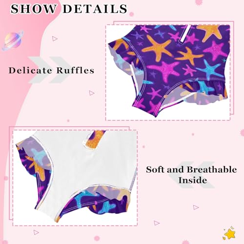 ALAZA Toddler Swimsuit Girl Bathing Suit Swimwear Rash Guard Bright Starfish Long Sleeve 3T 6