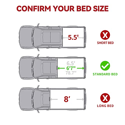 Yitamotor Hard Tri-Fold Truck Bed Tonneau Cover Compatible With 2014-2021 Toyota Tundra (Excl. Trail Edition), 6.5 Ft Bed With Deck Rail System #TOP1