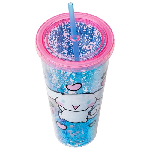 Image of Silver Buffalo Sanrio Hello Kitty Friends Cinnamoroll Hearts Cherries Plastic Confetti Cold Cup with Lid and Straw, 32 Ounces (Pack of 12)