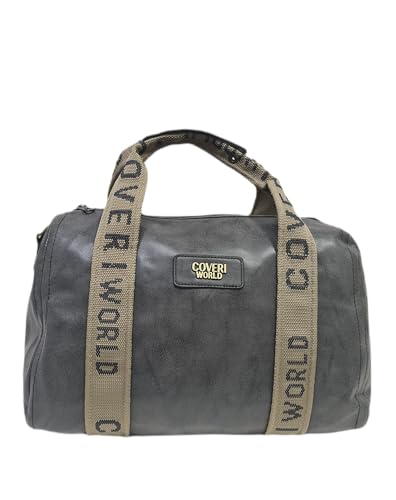 Borsone Viaggio Uomo Donna Unisex-Borsa a Mano Tracolla Spalla Weekend Capiente PU Pelle-Grande Capacità Sport Palestra Scuola Lavoro-Elegante ART.3544 Marchio COVERI (NERO)