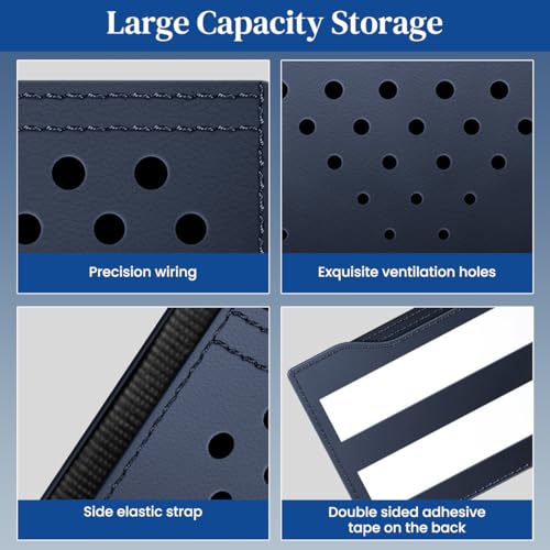 Image of STHIRA Car Storage Pouch for Dashboard PU Breathable Utility Pouch Peel-and-Stick Storage Car Accessories Bag for Phone,Keys,Cards Sunglasses 24x10cm