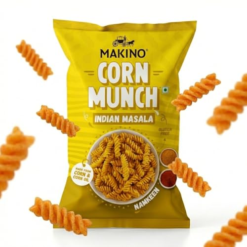 Image of Makino Corn Munch Indian Munch Crunchy Chips, Pack of 3 (150g) Each - First Time in India, Creamy & Zingy Fusion Flavour, Irresistible Snack, Zero Trans Fat, Gluten Free & No MSG
