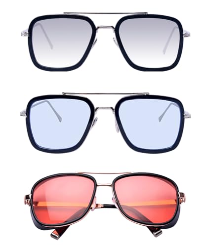 Outray Retro Aviator Sunglasses Square Gold Metal Frame for Men Women Sunglasses Classic Iron Man Tony Stark Shades2