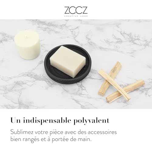 Set 4 accessoires salle de bain noir polyrésine zccz