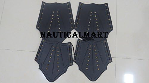 Medieval Black Leather Arm & Leg Guard Armor Costume by Nauticalmart
