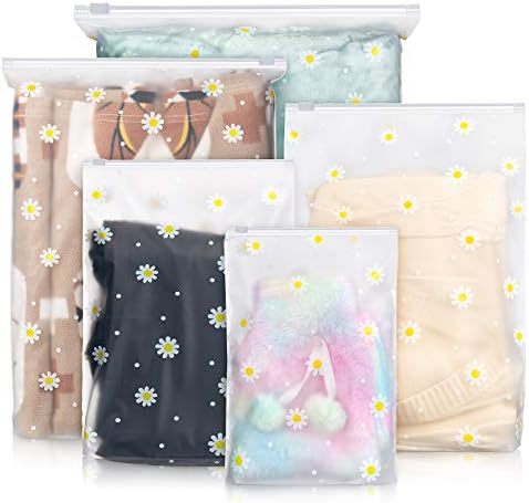 Transparent Travel Storage Bags, Comius Sharp 25 Pieces Travel Clothes Waterproof Pouches, Sealable Bags 5 Different Sizes Transparent Frosted Bags for Clothes Shoes Towels Cosmetics (02)