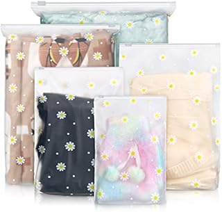 Transparent Travel Storage Bags, Comius Sharp 25 Pieces Travel Clothes Waterproof Pouches, Sealable Bags 5 Different Sizes Transparent Frosted Bags for Clothes Shoes Towels Cosmetics (02)
