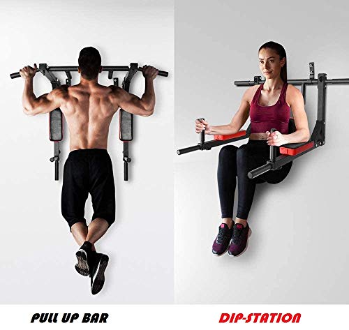 Image of 3 in 1 Heavy Duty Multifunctional Pull-up-bar for Wall mounting, Pull-up bar Strenght bar, Wall Mounted Multi-Grip Dip Station, Training Weight up to 200kg